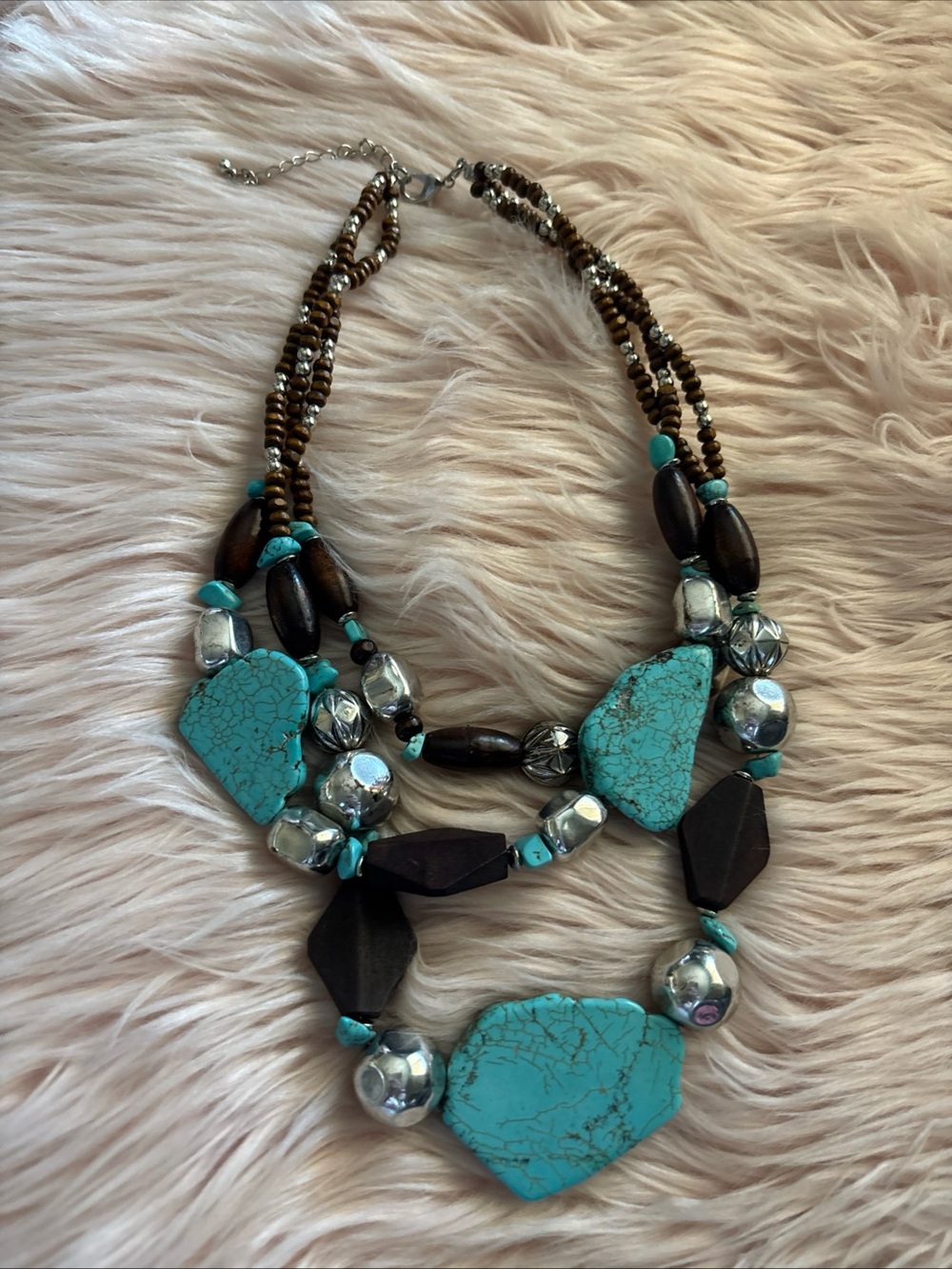 Turquoise Statement Multi-Strand Necklace - Picture 4 of 5